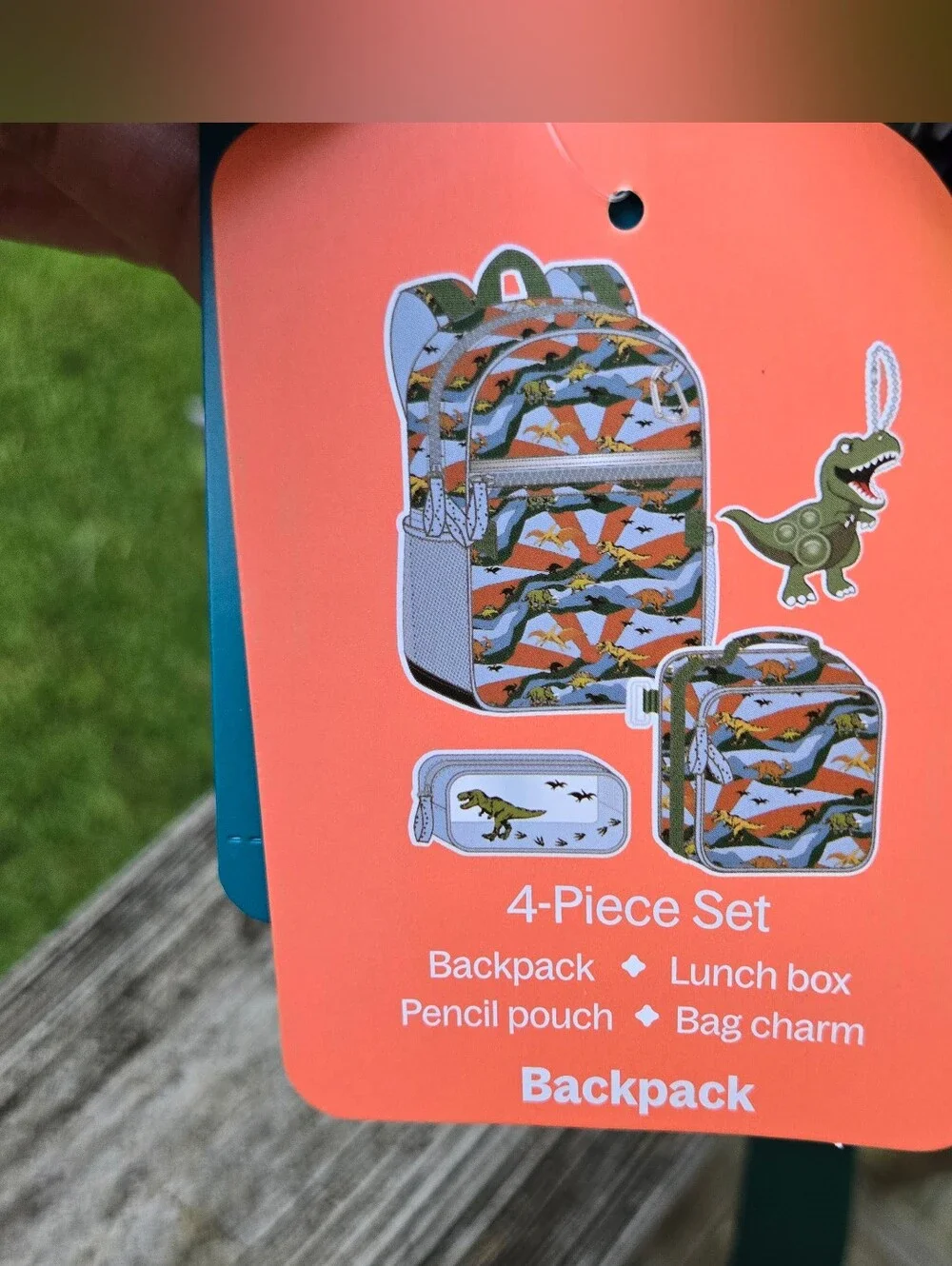 Kids Dinosaur 4pc Backpack - Matching Lunchbox, Keychain, And Pencil Pouch